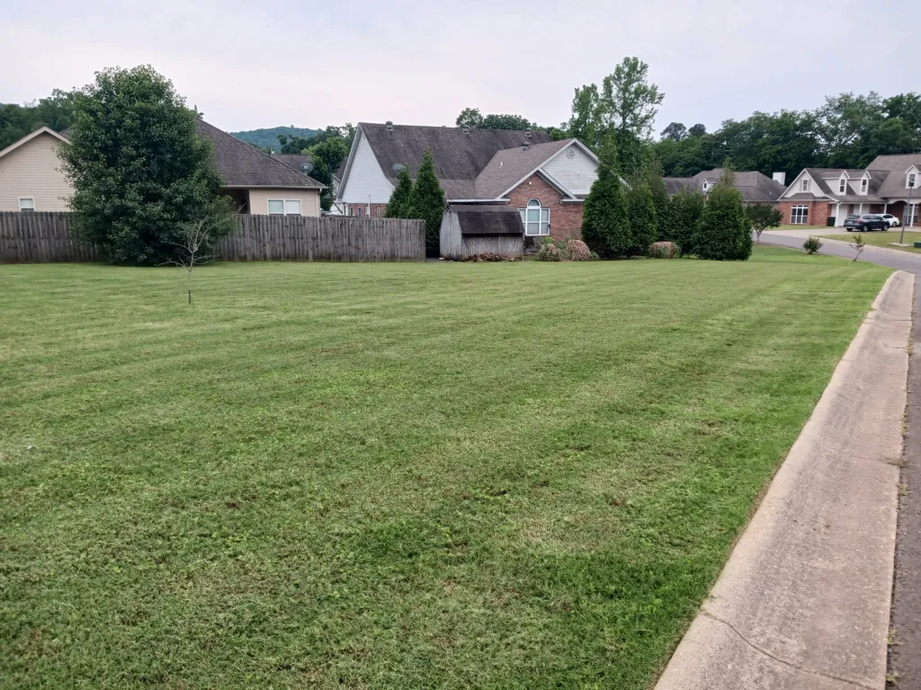 Scenic fully mowed yard